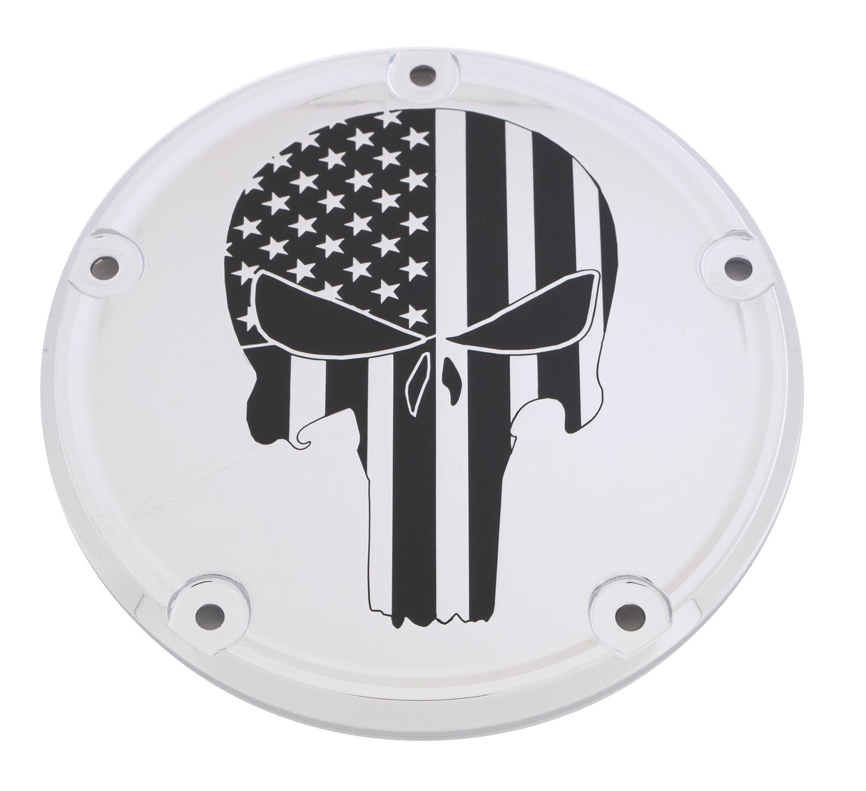 CUSTOM ENGRAVING 7   M8 Flt/Flh Derby Cover Punisher Chrome PATR22-46