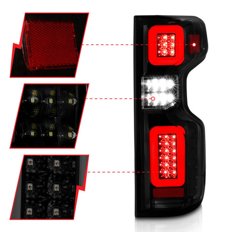Anzo 19-21 Chevy Silverado Work TruckFull LED Tailights Black Housing Smoke Lens G2 (w/C Light Bars) 311418