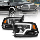 ANZO 2009-2020 Dodge Ram 1500 Full LED Square Projector Headlights w/ Chrome Housing Black Amber 111539