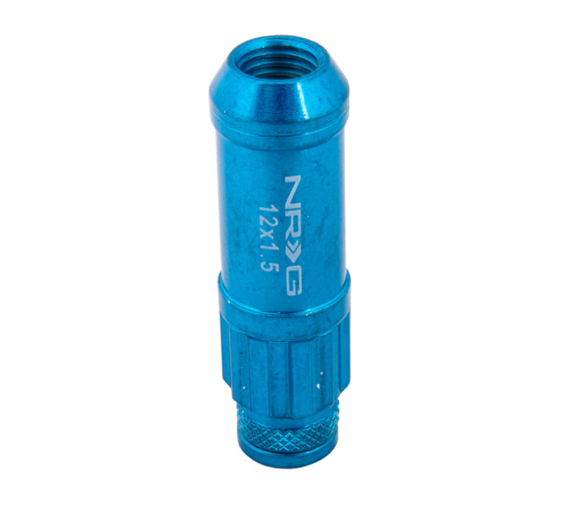 NRG 700 Series M12 X 1.5 Steel Lug Nut w/Dust Cap Cover Set 21 Pc w/Locks & Lock Socket - Blue LN-LS700BL-21