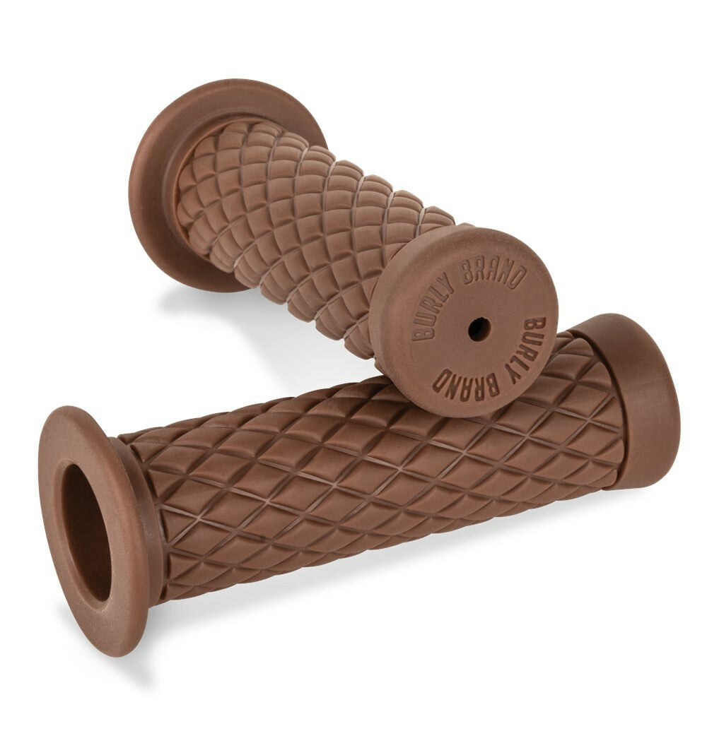 BURLY BRAND Rubber Diamondback Grips Brown 1" B16-1003