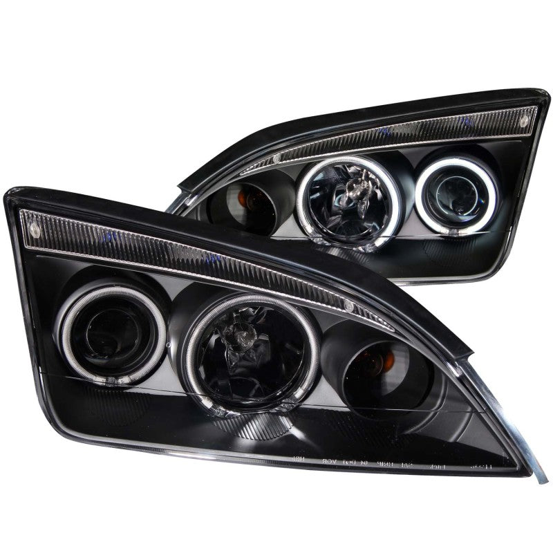 ANZO 2005-2007 Ford Focus Projector Headlights w/ Halo Black 121198
