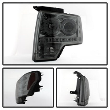 Spyder Ford F150 09-14 Projector Headlights Halogen Model- LED Halo LED Smke PRO-YD-FF15009-HL-SM 5010254