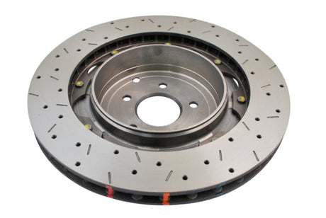 DBA 09+ Nissan GTR R-35 Rear Drilled & Slotted 5000 Series 2 Piece Rotor Assembled w/ Black Hat (Ava 52321BLKXS