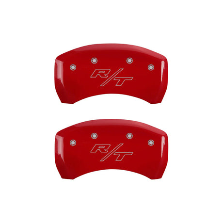 MGP 4 Caliper Covers Engraved Front & Rear Vintage Style/RT Red finish silver ch 12162SRTRRD