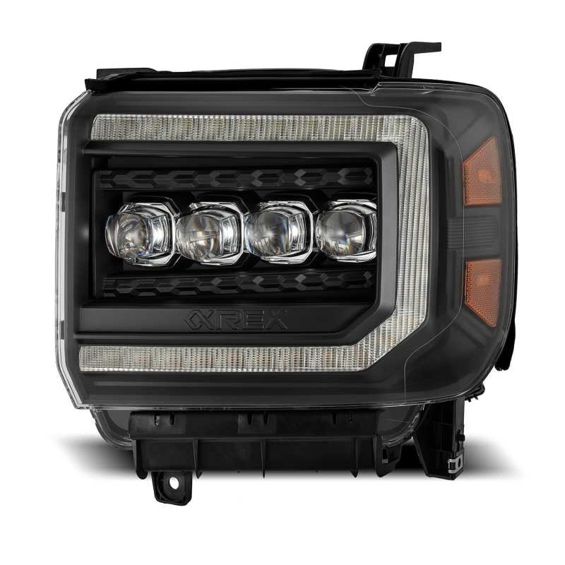 AlphaRex 14-18 GMC Sierra NOVA LED Proj Headlights Plank Style Black w/Activ Light/Seq Signal/DRL 880617