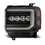 AlphaRex 14-18 GMC Sierra NOVA LED Proj Headlights Plank Style Black w/Activ Light/Seq Signal/DRL 880617