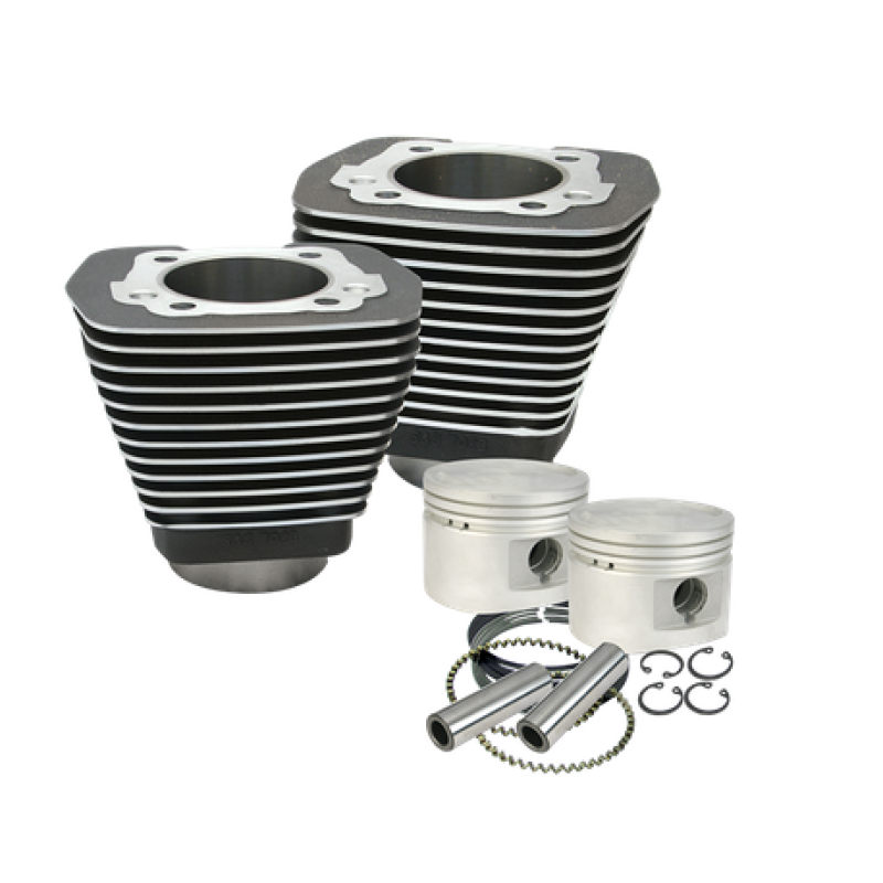 S&S Cycle 84-99 BT w/ Stock Cylinder Heads 3-1/2in Bore Cylinder & Piston Kit - Wrinkle Black 910-0182
