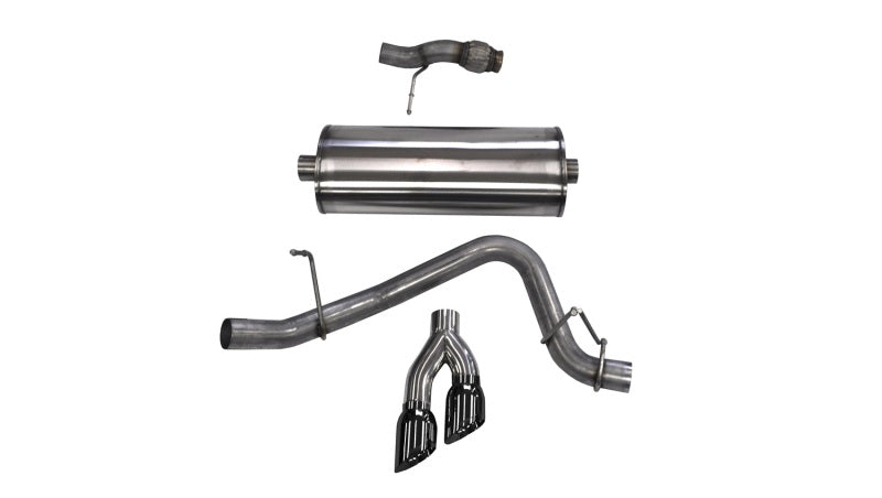 Corsa Cat Back Exhaust, Sport, 3in, Single Side Twin Black 4in Tips, 2015 Chevy Tahoe/GMC Yukon 14859BLK