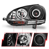 ANZO 2006-2009 Volkswagen Rabbit Projector Headlights w/ Halo Black (CCFL) 121345