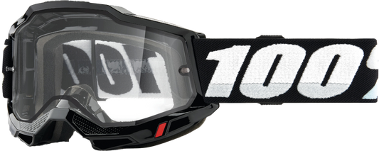 100% Accuri 2 Enduro Moto Goggle Black Clear Lens 50015-00001