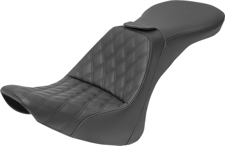 SADDLEMEN Explorer Seat - With Backrest - Lattice Stitched - Black - FLSTN 806-15-030LS