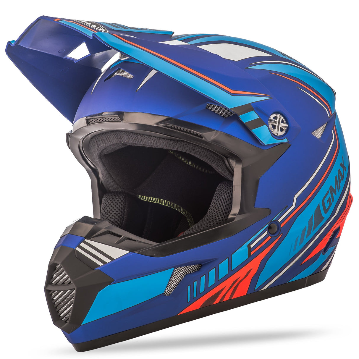GMAX Mx-46 Off-Road Uncle Helmet Matte Blue/Hi-Vis Red Lg G3467726 TC-25