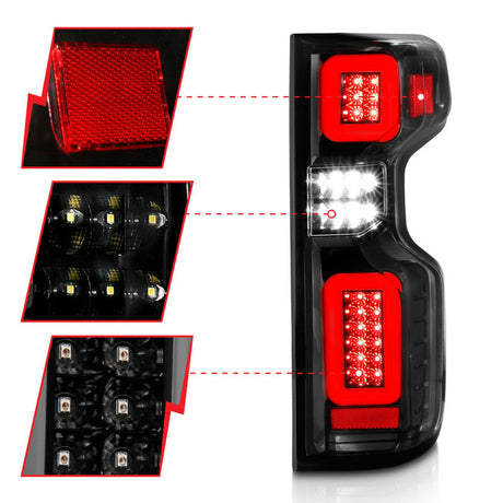 Anzo 19-21 Chevy Silverado Full LED Tailights Black Housing Clear Lens G2 (w/C Light Bars) 311414
