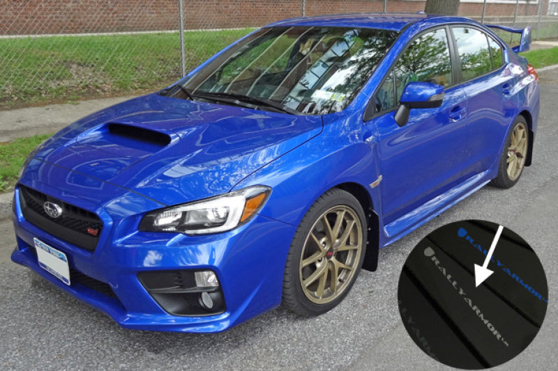 Rally Armor 15+ Subaru WRX & STi Sedan Only UR Black Mud Flap w/ Silver Logo MF32-UR-BLK/SIL