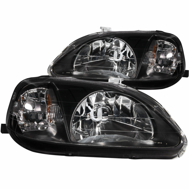 ANZO 1999-2000 Honda Civic Crystal Headlights Black 121070