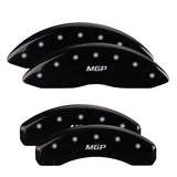 MGP 4 Caliper Covers Engraved Front & Rear Denali Black finish silver ch 34015SDNLBK