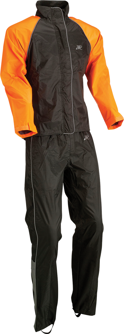 Z1R Women's 2-Piece Rainsuit - Black/Orange - Small 2853-0034