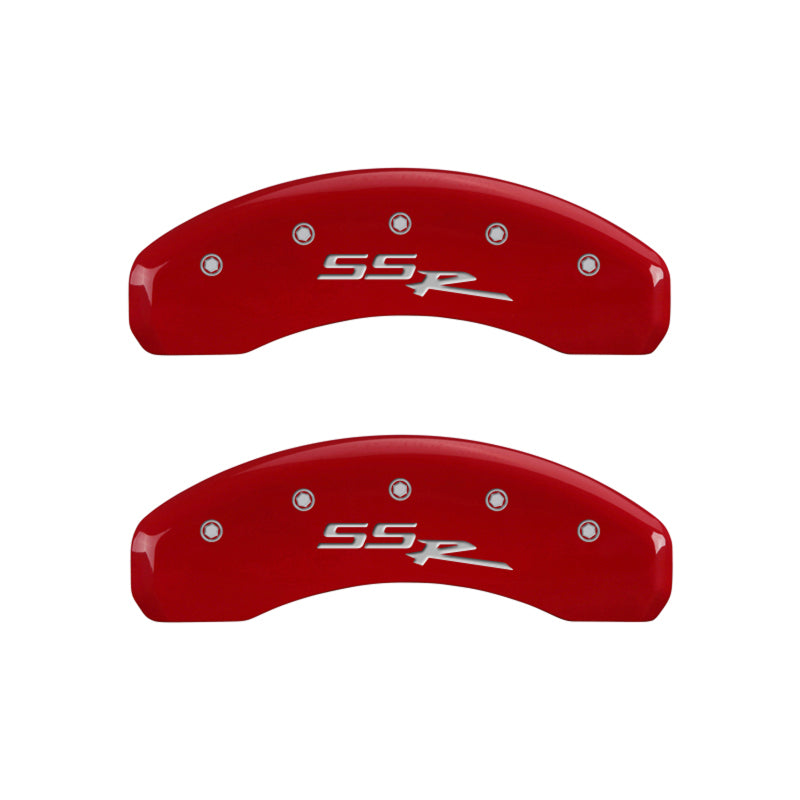 MGP 4 Caliper Covers Engraved Front & Rear SSR Red finish silver ch 14031SSSRRD