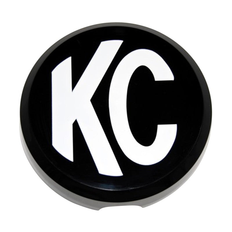 KC HiLiTES 6in. Round Hard Cover for Daylighter/SlimLite/Pro-Sport (Single) - Black w/White KC Logo 5105