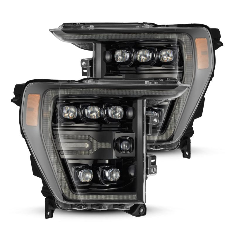 AlphaRex 21-22 Ford F-150 NOVA LED Proj Headlights Plank Style Alpha Blk w/Activ Light/Seq Signal 880138