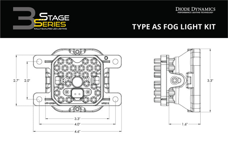 Diode Dynamics SS3 Pro Type AS Kit - Yellow SAE Fog DD6347