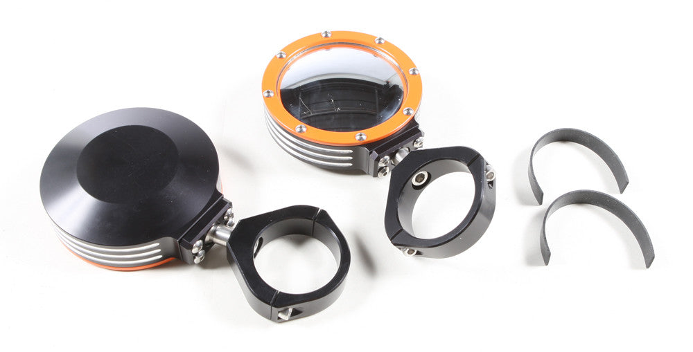 MODQUADBillet Side Mirrors Round W/Bezel Orange 2"SIDE-2BEZ-OR