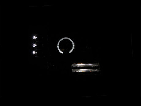 ANZO 1992-1996 Ford F-150 Projector Headlights w/ Halo Black w/ Side Markers and Parking Lights 111184