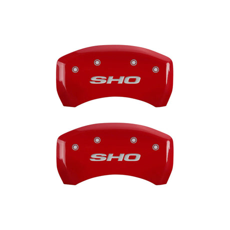 MGP 4 Caliper Covers Engraved Front & Rear SHO Red finish silver ch 10222SSHORD