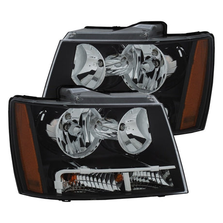 ANZO 2007-2014 Chevrolet Tahoe/Suburban Crystal Headlights Black 111392