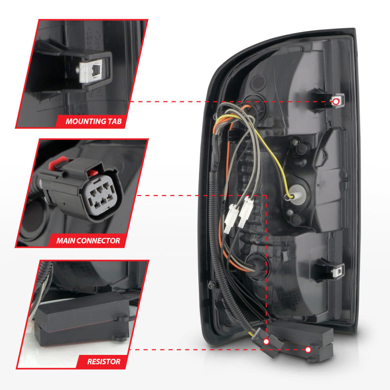 ANZO 15-21 GMC Canyon Full LED Taillights w/ Red Lightbar Black Housing/Clear Lens 311434