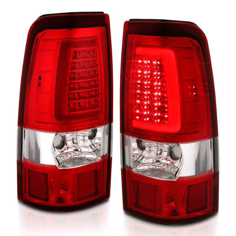 ANZO 2003-2006 Chevy Silverado 1500 LED Taillights Plank Style Chrome With Red/Clear Lens 311335
