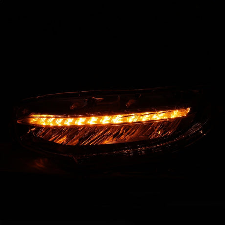 ANZO 16-17 Honda Civic Projector Headlights Plank Style Black w/Amber/Sequential Turn Signal 121527