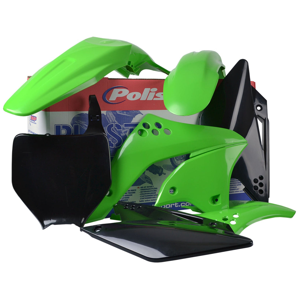 POLISPORT Plastic Body Kit Green/Black Kaw 90113