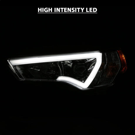 ANZO 14-18 Toyota 4 Runner Plank Style Projector Headlights Chrome w/ Amber 111417
