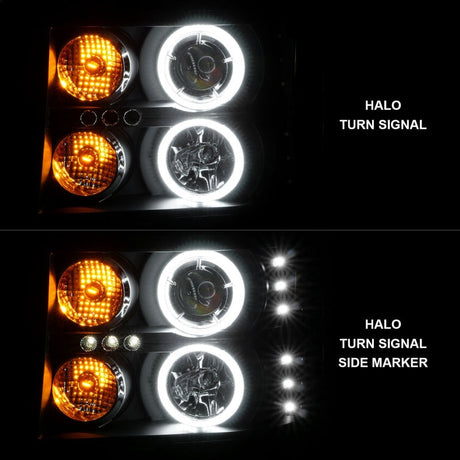 ANZO 2007-2013 Gmc Sierra 1500 Projector Headlights w/ Halo Black 111125