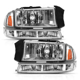 ANZO 1997-2004 Dodge Dakota Crystal Headlight Set Chrome Amber 111455