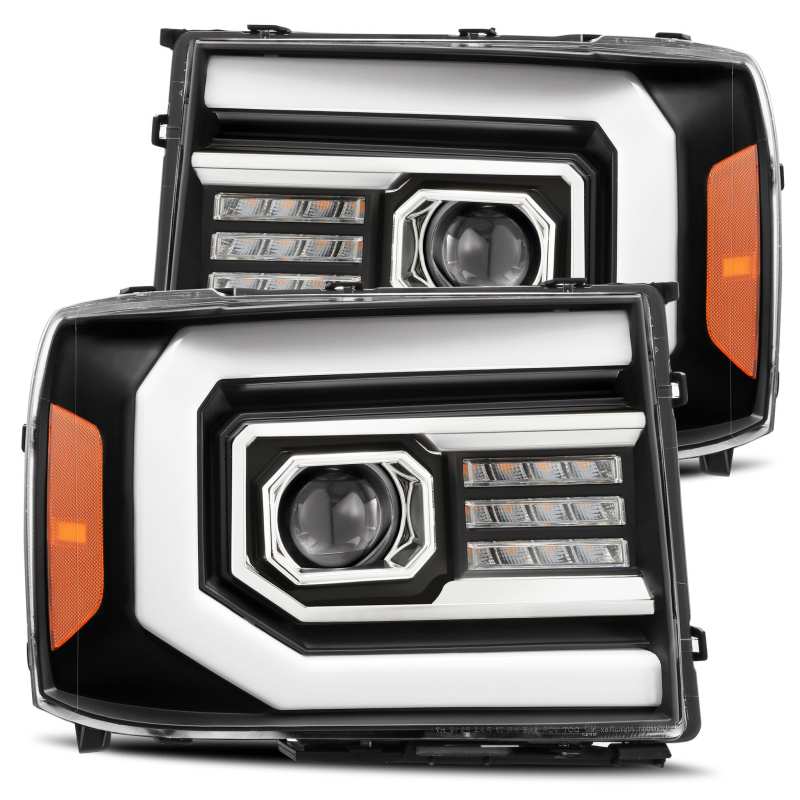 AlphaRex 07-13 GMC 1500HD PRO-Series Proj Headlights Plank Style Matte Blk w/Activ Light/Seq Signal 880606