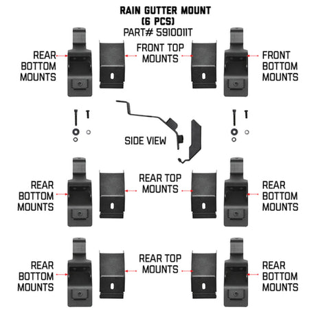 Go Rhino 6pc Rain Gutter Mounting Kit for SRM Rack 5910011T