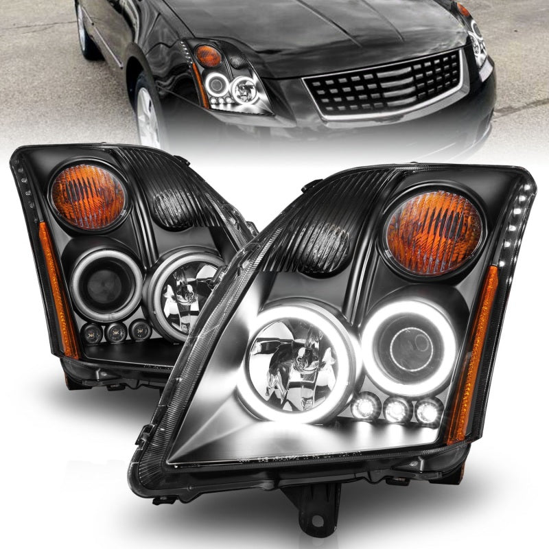 ANZO 2007-2012 Nissan Sentra Projector Headlights Black 121276