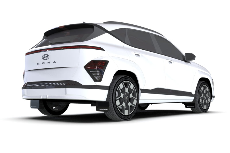 Rally Armor 2024 Hyundai Kona EV Black UR Mud Flap - White Logo MF113-UR-BLK-WH
