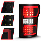 ANZO 18-19 Ford F-150 LED Taillight Black Housing Clear Lens Red Light Bar W/Sequential 311314