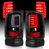 ANZO 1994-2001 Dodge Ram 1500 LED Taillights Plank Style Black w/Clear Lens 311339