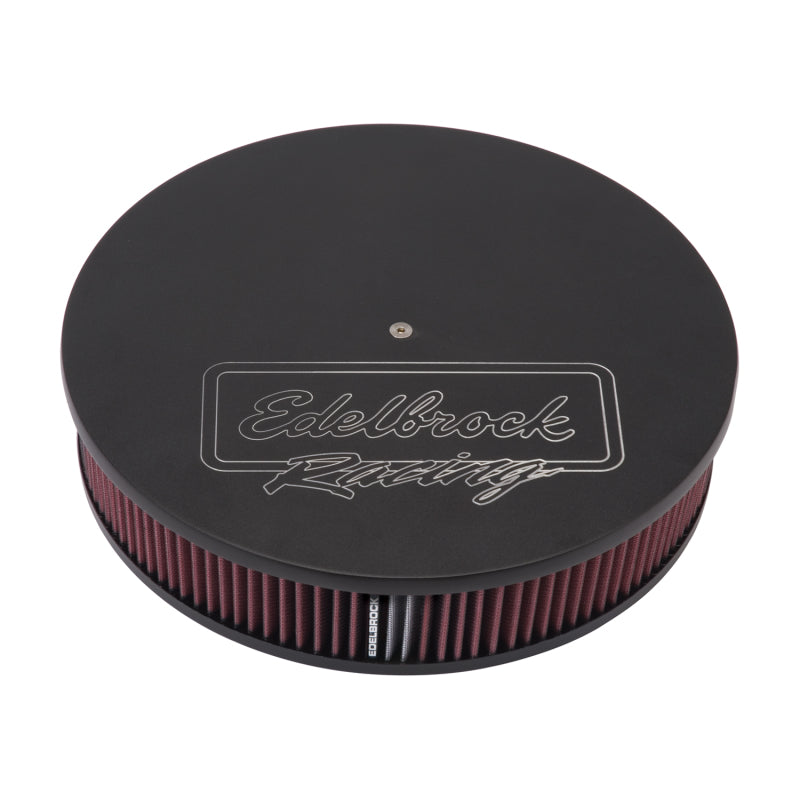 Edelbrock Air Cleaner Victor Series Round Aluminum Top Cloth Element 14In Dia X 3 125In Black 41613