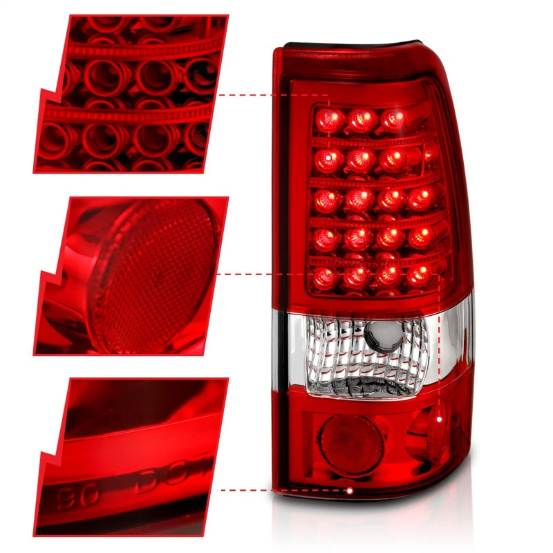ANZO 1999-2007 Chevrolet Silverado 1500 LED Taillights Red/Clear 311010