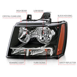 ANZO 2007-2014 Chevrolet Tahoe/Suburban Crystal Headlights Black 111392