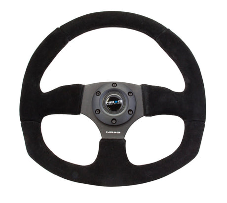 NRG Reinforced Steering Wheel (320mm Horizontal / 330mm Vertical) Black Suede w/Black Stitching RST-009S