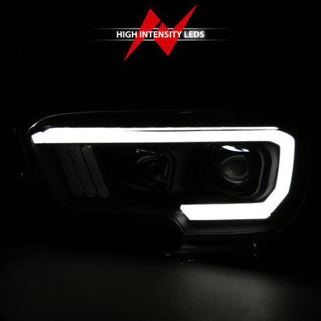ANZO 2016-2017 Toyota Tacoma Projector Headlights w/ Plank Style Switchback Black w/ Amber 111396