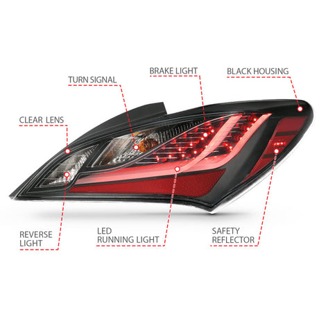 ANZO 10-13 Hyundai Genesis 2DR LED Taillights Smoke 321347