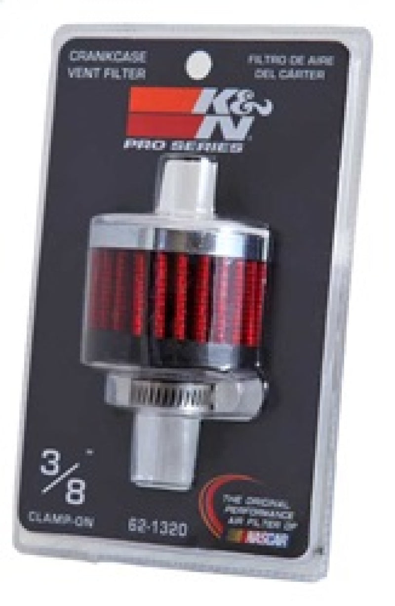 K&N Clamp On Rubber Base Crankcase Vent Filter 0.375in Flange ID x 2in OD x 1.5in Height 62-1320